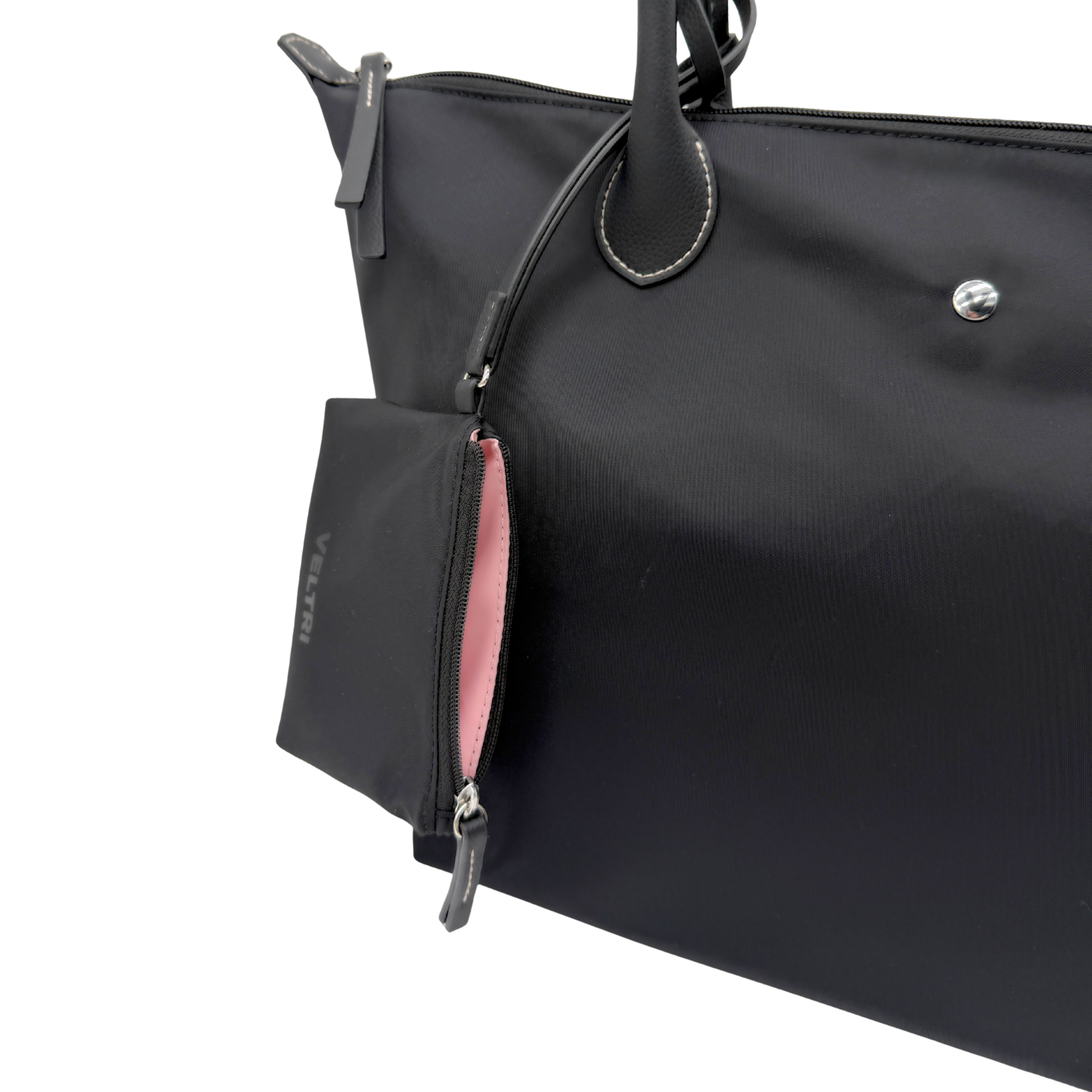 Close-up of Veltri Sport Campus Tote recycled nylon material and lightweight construction