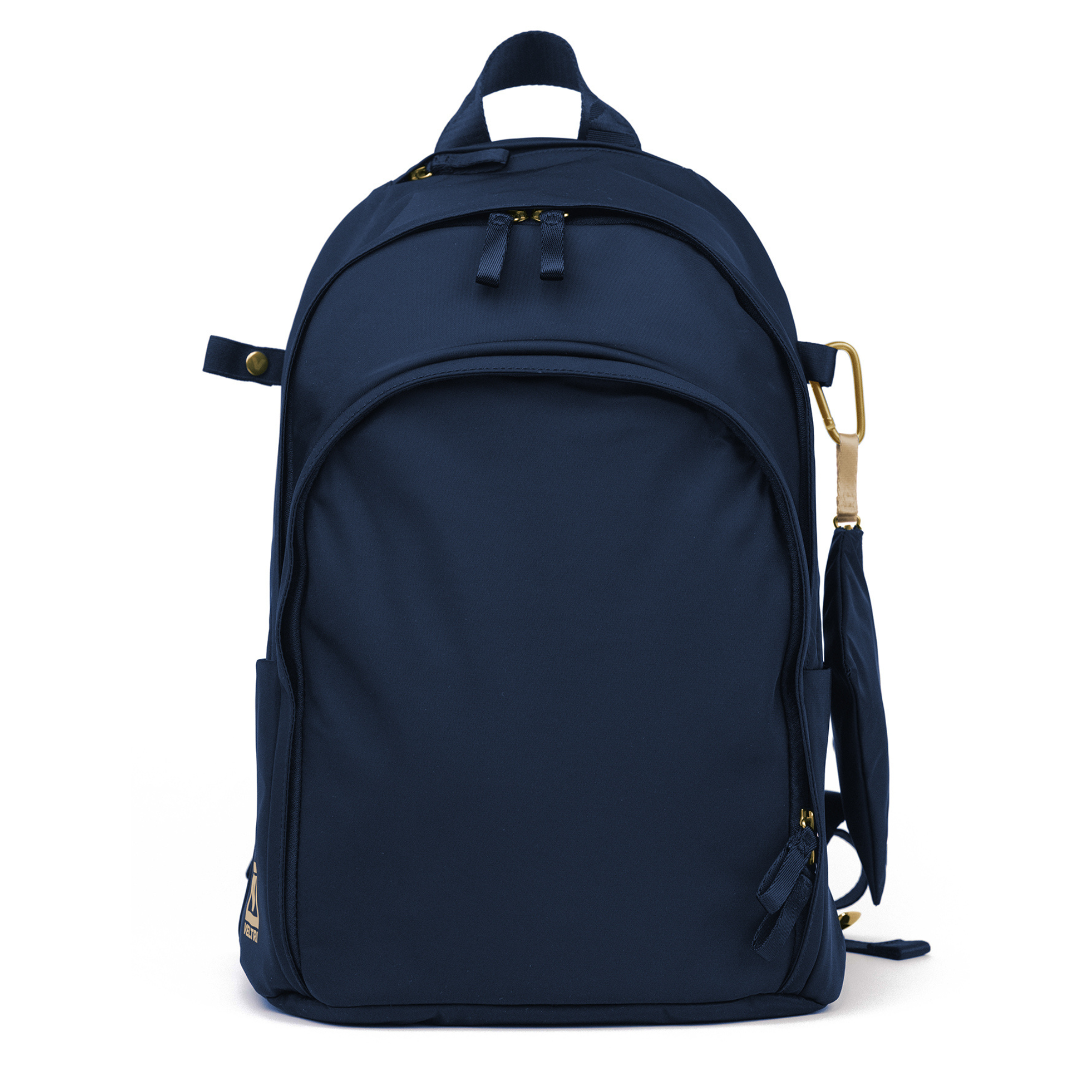 Veltri Sport Delaire Backpack in dark navy with gold hardware, lightweight travel or school backpack with storage for laptop and everyday essentials