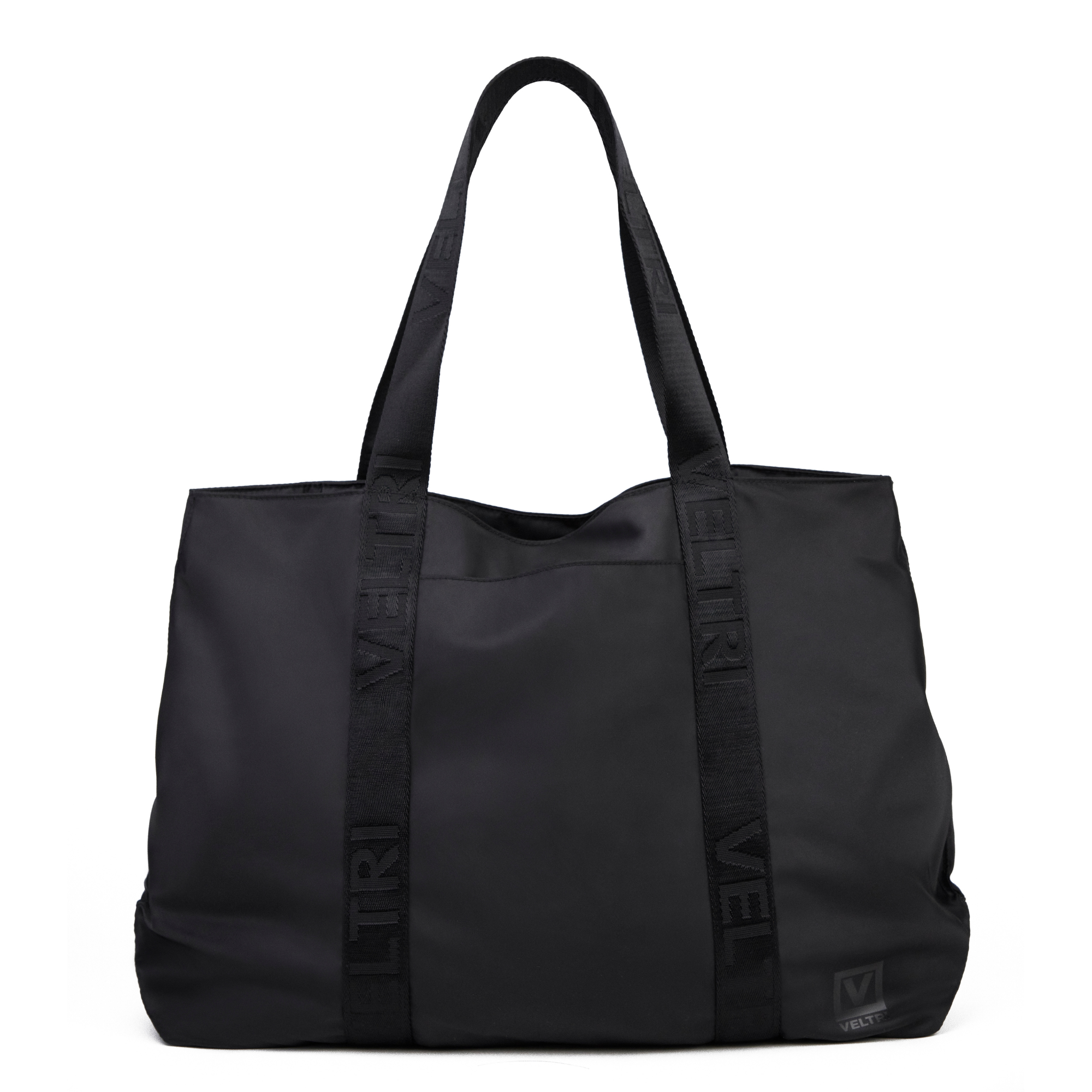 Veltri Sport Newport Tote in black, lightweight water-resistant tote with secure zip closure and organized storage