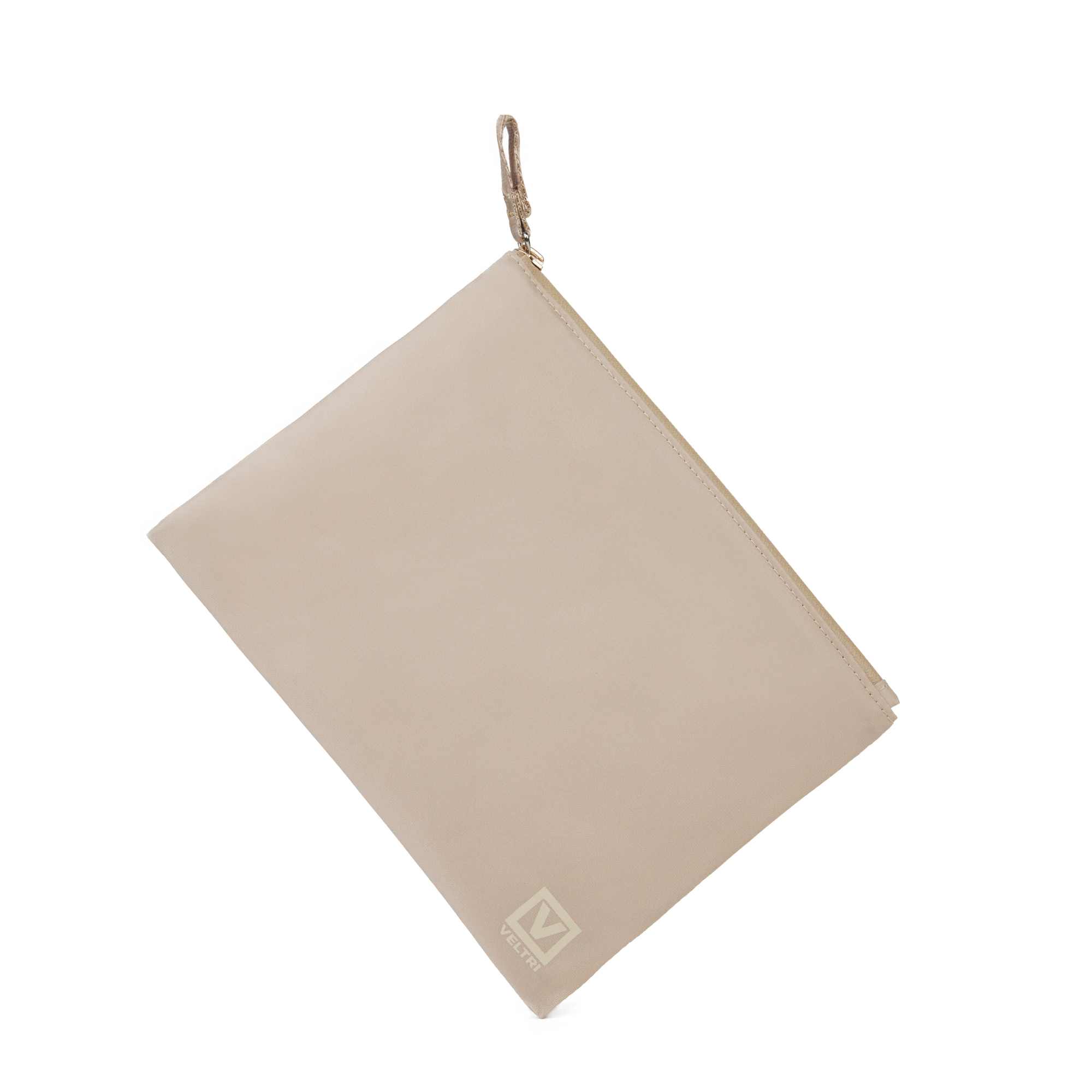 Veltri Sport Newport Zip Pouch in sand with gold hardware, lightweight zip pouch for everyday organization