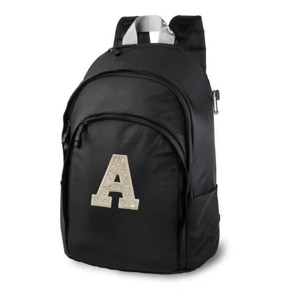 Initial Large Delaire Backpack - Black (custom embroidered - allow an additional 5 business days to ship)