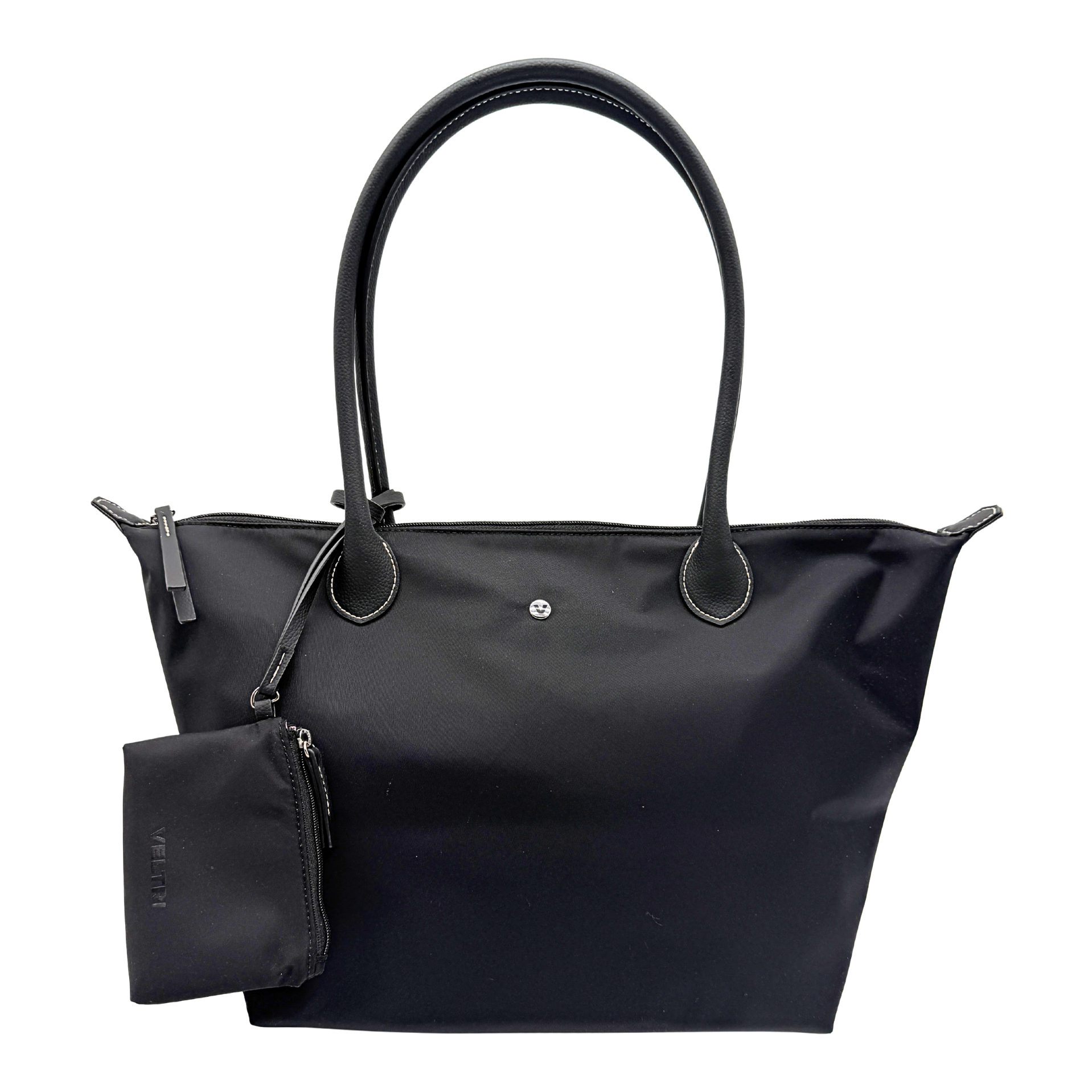 Veltri Sport Campus Tote in black, structured everyday tote bag with clean silhouette and mini pouch included