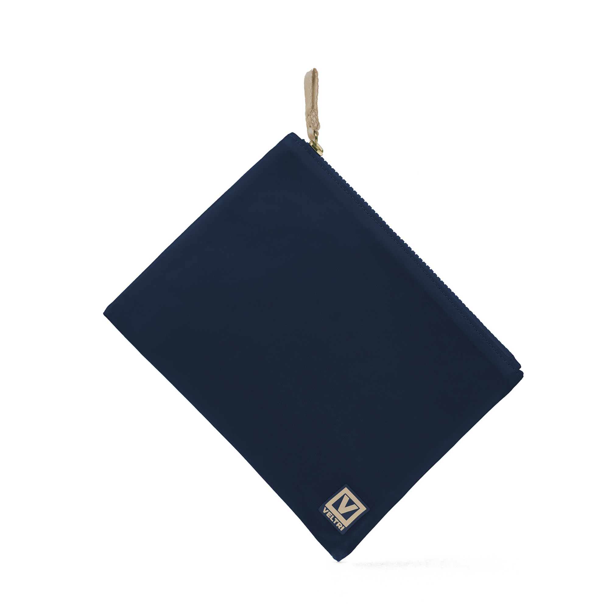 Veltri Sport Darius Zip Pouch in dark navy with sand lining, water-resistant pouch for organizing small essentials